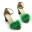 Charmant Schwarz Feder Abend Sandalen Damen 2026 Knöchelriemen 7 cm Stilettos Peeptoes Sandaletten Hochhackige