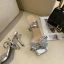 Chic / Beautiful Silver Rhinestone Bow Street Wear Womens Sandals 2022 Ankle Strap 9 cm Stiletto Heels Open / Peep Toe Sandals High Heels