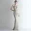 Sexy Burgundy Sequins Evening Dresses 2024 Trumpet / Mermaid Spaghetti Straps Sleeveless Backless Floor-Length / Long Evening Party Formal Dresses