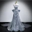 Scintillantes Sexy Argenté Paillettes Robe De Soirée 2024 Trompette / Sirène Bustier Sans Manches Dos Nu Noeud Tribunal Train Soirée Robe De Ceremonie