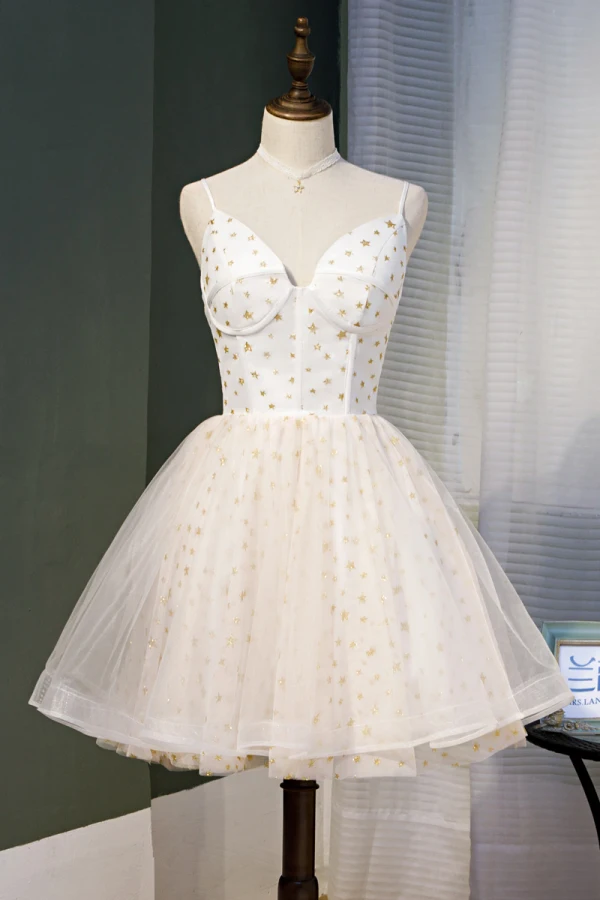Charming Ivory Star Sequins Birthday Party Dresses 2022 A-Line / Princess Spaghetti Straps Sleeveless Backless Floor-Length / Long Formal Dresses