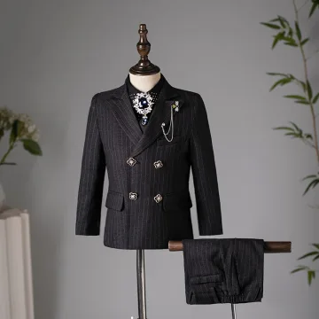 Fashion Black Rhinestone 6 Piece Boys Wedding Suits 2025 Long Sleeve Body Jewellery Coat Pants Shirt Tie Vest Wedding