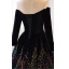 Chic / Beautiful Black Sequins Prom Dresses 2023 A-Line / Princess Off-The-Shoulder 3/4 Sleeve Backless Floor-Length / Long Formal Dresses