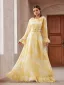 Élégant Jaune Robe De Bal 2025 Princesse Encolure Dégagée Manches de cloche Longue Promo Robe De Ceremonie