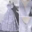 Elegant Sky Blue Prom Dresses 2022 Ball Gown V-Neck Puffy Short Sleeve Backless Sweep Train Formal Dresses
