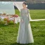 Modest / Simple Mint Green Bow Bridesmaid Dresses 2022 A-Line / Princess Short Sleeve Backless Floor-Length / Long Wedding Party Dresses