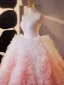 Charmant Farbverlauf Rosa Plissee Ballkleider 2025 Ballkleid Bandeau Ärmellos Rückenfreies Hof-Schleppe Festliche Kleider