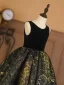 Elegant Gold Black Birthday Flower Girl Dresses 2024 Ball Gown Scoop Neck Sleeveless Floor-Length / Long