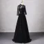 Chinese style Black Prom Dresses 2024 A-Line / Princess High Neck Short Sleeve Backless Floor-Length / Long Prom Formal Dresses