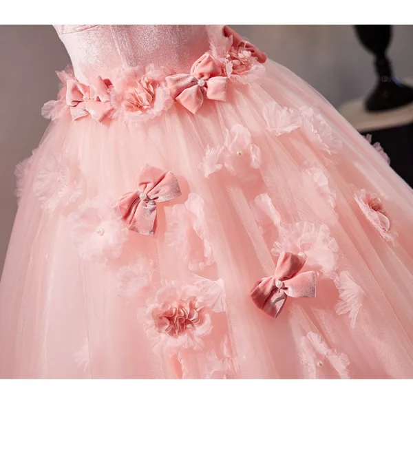 Chic / Belle Rougissant Rose Noeud Appliques Robe De Bal 2024 Robe Boule Bustier Sans Manches Dos Nu Train De Balayage Promo Robe De Ceremonie