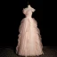 Charming Blushing Pink Prom Dresses 2022 A-Line / Princess Off-The-Shoulder Pearl Sequins Ruffle Sleeveless Backless Floor-Length / Long Prom Formal Dresses