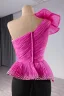 High-end Fuchsia Rhinestone Prom Dresses 2024 Trumpet / Mermaid One-Shoulder Appliques Sleeveless Backless Floor-Length / Long Prom Formal Dresses