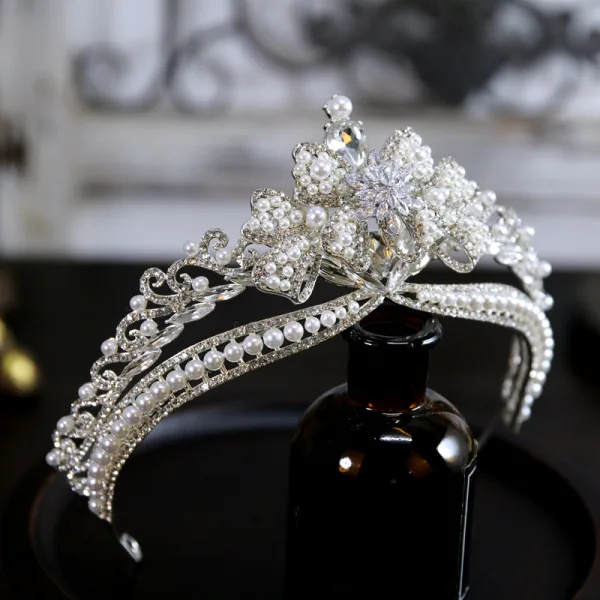 Baroque Bling Bling Alliage Perle Faux Diamant Argenté Accessoire Cheveux Mariage 2023 Mariage