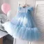 Modest / Simple Sky Blue Birthday Flower Girl Dresses 2023 A-Line / Princess Scoop Neck Sleeveless Bow Sash Floor-Length / Long Flower Girl Dresses