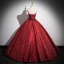 Vintage / Retro Glitter Burgundy Prom Dresses 2023 Ball Gown Strapless Sleeveless Backless Bow Sash Floor-Length / Long Prom Formal Dresses