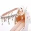 Chic / Beautiful White Pearl Rhinestone Ankle Strap Tassel Appliques Outdoor / Garden Womens Sandals 2023 6 cm Wedges Open / Peep Toe Sandals