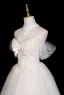Simple Légère Blanche Perlage Perle En Dentelle Fleur Robe De Mariée 2025 Princesse De l'épaule Manches Courtes Dos Nu Longue Mariage