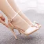 Elegant White Pearl Wedding Shoes 2023 Ankle Strap 10 cm Stiletto Heels Open / Peep Toe Wedding Sandals High Heels