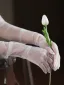 Élégant Blanche Fait main Faux Diamant Mariage Gants Mariage 2025 Tulle