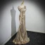 Scintillantes Doré Paillettes Robe De Soirée 2023 Trompette / Sirène Une épaule Sans Manches Dos Nu Longue Soirée Robe De Ceremonie