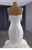 Haut de Gamme Blanche Fait main Appliques Perlage Perle Faux Diamant Corset  Robe De Mariée 2025 Trompette / Sirène Bustier Sans Manches Dos Nu Chapel Train