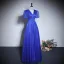 Vintage / Originale Bleu Roi Paillettes Robe De Bal 2023 Princesse V-Cou Manches Courtes Dos Nu Longue Promo Robe De Ceremonie