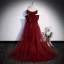 Illusion Burgundy Evening Dresses  2023 Trumpet / Mermaid Off-The-Shoulder Sleeveless Backless Bow Floor-Length / Long Evening Party Formal Dresses