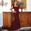 Scintillantes Sexy Bordeaux Paillettes Robe De Soirée 2022 Trompette / Sirène Encolure Carrée Sans Manches Dos Nu Perlage Longue Soirée Robe De Ceremonie