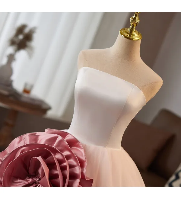 Amazing / Unique Blushing Pink Appliques Prom Dresses 2025 Ball Gown Strapless Sleeveless Backless Floor-Length / Long Prom Formal Dresses