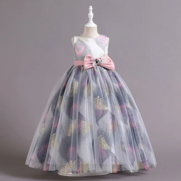 Chic / Beautiful Red Glitter Printing Birthday Flower Girl Dresses 2024 Ball Gown Scoop Neck Sleeveless Sash Bow Floor-Length / Long