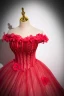 Chic / Beautiful Red Flower Prom Dresses 2023 Off-The-Shoulder Sleeveless Floor-Length / Long Ball Gown Formal Dresses