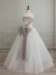 Chic / Beautiful Grey Pearl Sequins Bow Prom Dresses 2023 Ball Gown Strapless Sleeveless Backless Floor-Length / Long Prom Formal Dresses