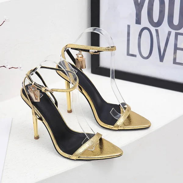 Charmant Blanche Soirée Sandales Femme 2022 Bride Cheville 11 cm Talons Aiguilles Peep Toes / Bout Ouvert Sandales Talons Hauts