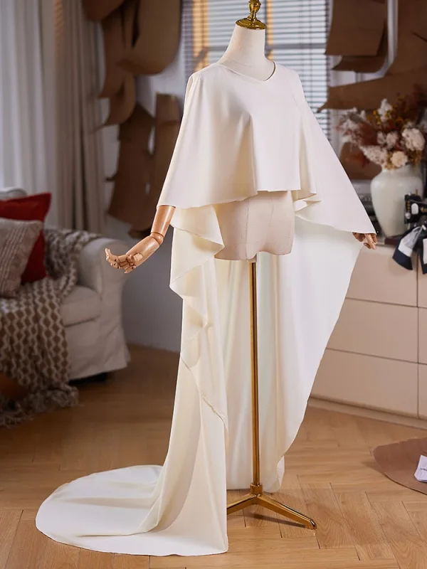 Vintage / Retro Ivory Scoop Neck Long Sleeve Prom shawl 2025