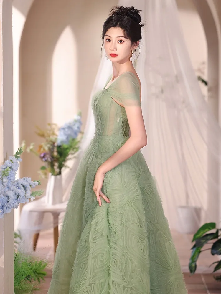 green emerald velvet dress Sage Green Long Lace Deep V Neck Dress With Lace Up Back