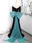Élégant Noire Robe De Bal 2024 Trompette / Sirène De l'épaule 3/4 Manches Dos Nu Noeud Train De Balayage Promo Robe De Ceremonie