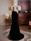 Charming Black Tassel Sequins Evening Dresses 2024 Trumpet / Mermaid V-Neck Short Sleeve Backless Floor-Length / Long Evening Party Formal Dresses