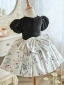 Chic / Beautiful Black Pearl Printing Birthday Flower Girl Dresses 2023 Ball Gown Scoop Neck Short Sleeve Bow Short
