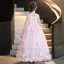 Flower Fairy Blushing Pink Pearl Appliques Birthday Flower Girl Dresses 2025 Ball Gown Scoop Neck Sleeveless Backless Floor-Length / Long