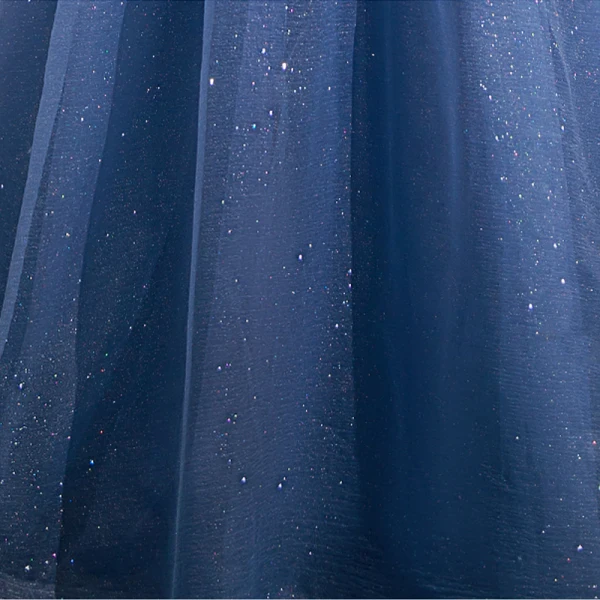 Elegant Ocean Blue Appliques Sequins Prom Dresses 2022 A-Line / Princess V-Neck Short Sleeve Backless Floor-Length / Long Prom Formal Dresses