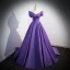 Elegant Grape Prom Dresses 2024 Ball Gown Off-The-Shoulder Short Sleeve Backless Sweep Train Prom Formal Dresses