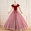 Schöne Rot Ballkleider 2023 Off Shoulder Ballkleid Kurze Ärmel Rückenfreies Schleife Stoffgürtel Lange Ball Festliche Kleider