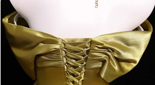 Vintage Gold Ballkleider 2026 Ballkleid Bandeau Ärmellos Rückenfreies Lange Festliche Kleider