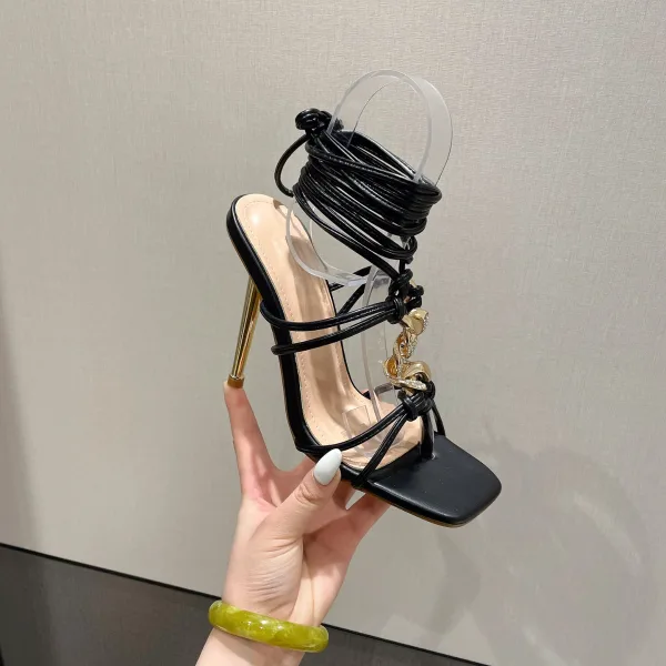 Sexy Blanche Soirée Sandales Femme 2022 Bride Cheville T-Strap 11 cm Talons Aiguilles Peep Toes / Bout Ouvert Sandales Talons Hauts