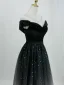 Bling Bling Black Star Sequins Prom Dresses 2026 A-Line / Princess Scoop Neck Short Sleeve Backless