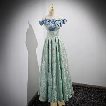 Chic Belle Vert Citron Impression Robe De Bal 2022 Princesse De L Épaule Perle Noeud Sans Manches Dos Nu Longue Promo Robe De Ceremonie
