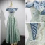 Chic / Beautiful Mint Green Printing Prom Dresses 2022 A-Line / Princess Off-The-Shoulder Pearl Bow Sleeveless Backless Floor-Length / Long Prom Formal Dresses