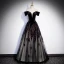 Sexy Black Sequins Evening Dresses 2023 A-Line / Princess Off-The-Shoulder Short Sleeve Backless Floor-Length / Long Evening Party Formal Dresses