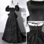 Élégant Noire Satin Robe De Bal 2022 Princesse Encolure Carrée Manches Courtes Dos Nu Noeud Train De Balayage Robe De Ceremonie
