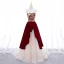 Vintage / Retro Burgundy Suede Printing Prom Dresses 2022 A-Line / Princess Square Neckline Short Sleeve Backless Floor-Length / Long Formal Dresses